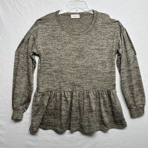 Orange Creek Los Angeles Women's Large Top Peplum Hem and Pleated Shoulders SOFT